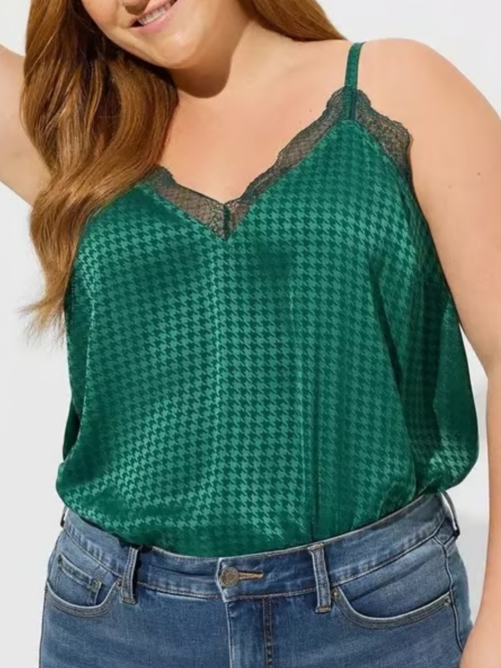 Torrid Emerald Green Lace-Trim Top